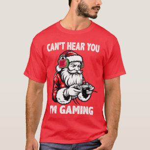 Camiseta No puedo escucharte estoy jugando Santa Gamer Navi