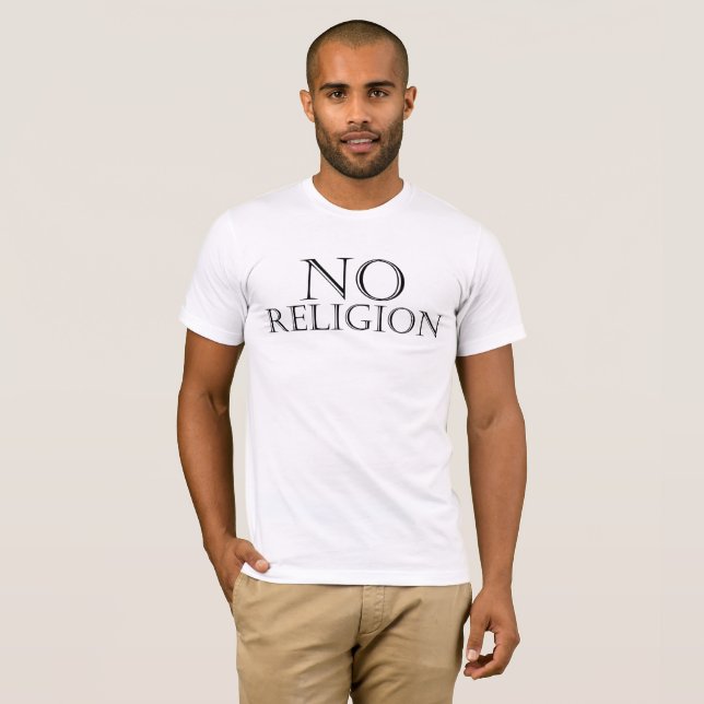 Camiseta "NO RELIGIÓN" por Michael Crozz (Anverso completo)