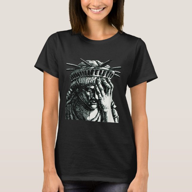 Camiseta No resiste la estatua de la libertad que llora con (Anverso)