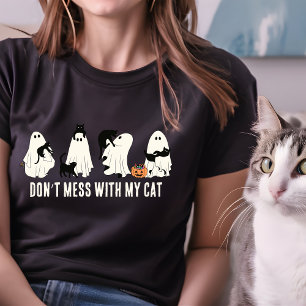 CAMISETA NO SE ENFRENTAN CON MI GATO HALLOWEEN CAT MOM