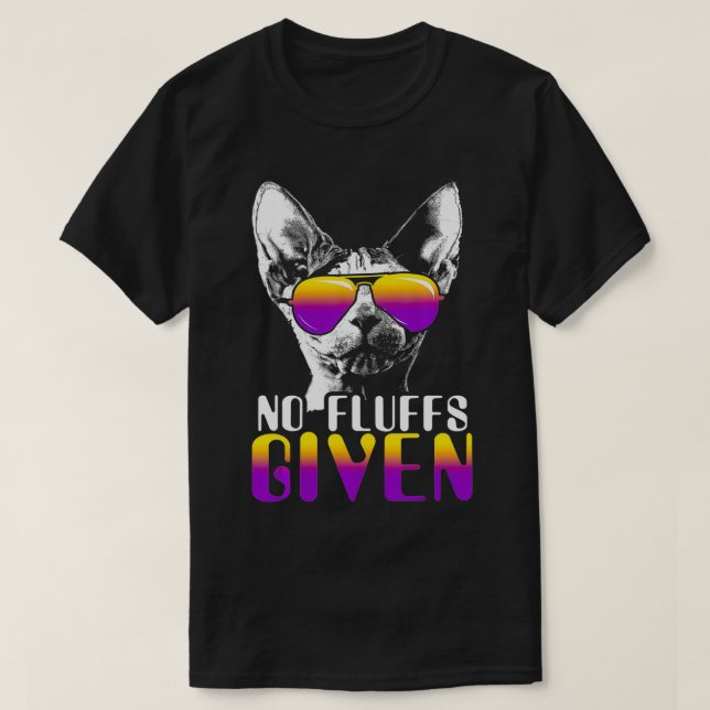 Camiseta No se le dan Fluffs Sphyn Cat Gafas De Sol Cuestas (Diseño del anverso)