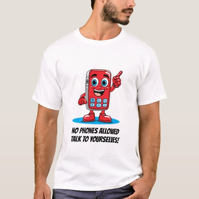 Camiseta No se permiten teléfonos móviles rojos divertidos (Anverso)