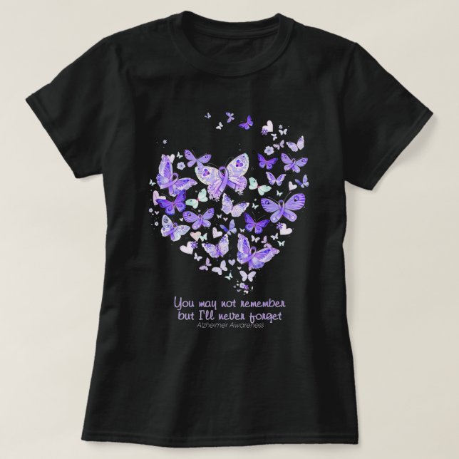 Camiseta No Se Puede Recordar Alzheimer Awareness Butterfly (Diseño del anverso)