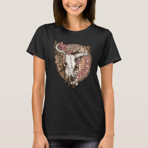 Camiseta No se puede Tamar Floral Boho Bull Skull Western C