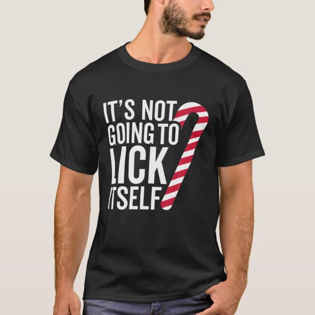 Camiseta No se va a lamer a sí mismo Navidades Candy Cane (Anverso)