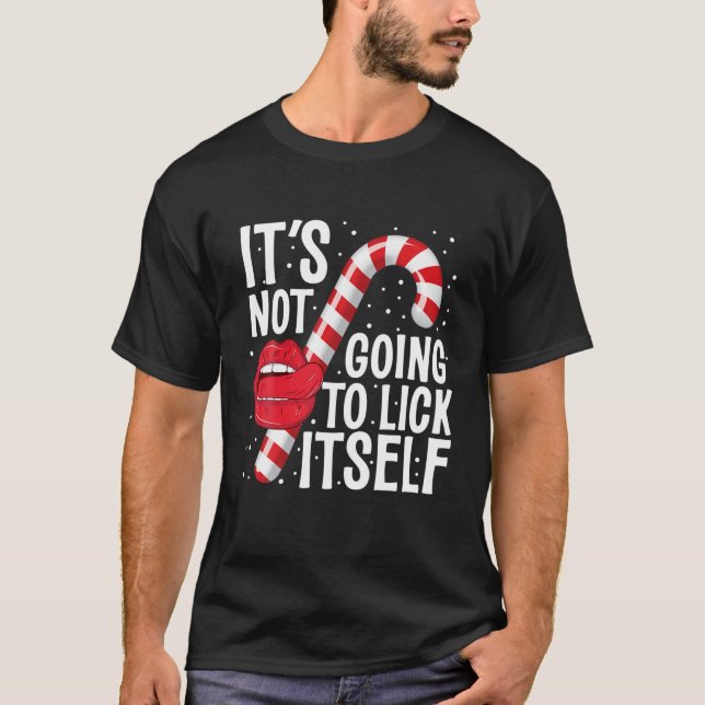 Camiseta No se va a lamer a sí mismo Navidades Candy Cane (Anverso)