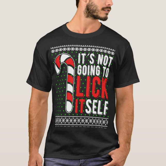 Camiseta No se va a lamer a sí mismo Navidades Candy Cane (Anverso)