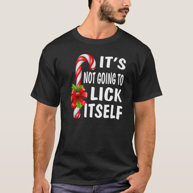 Camiseta No se va a lamer a sí mismo Navidades Candy Cane (Anverso)