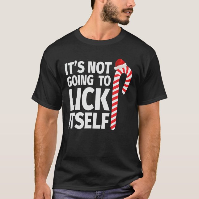 Camiseta No se va a lamer a sí mismo Navidades Candy Cane (Anverso)