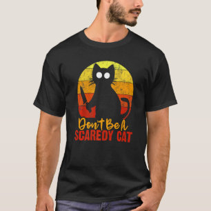 Camiseta No seas un gato miedoso Miau Gato de terror sangri