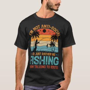 Camiseta No soy antisocial, prefiero estar pescando