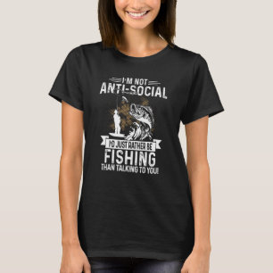 Camiseta No soy antisocial, prefiero estar pescando peces