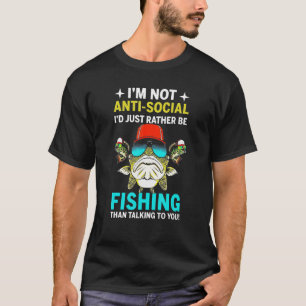 Camiseta No soy antisocial, prefiero ir de pesca
