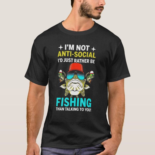 Camiseta No soy antisocial, prefiero ir de pesca (Anverso)
