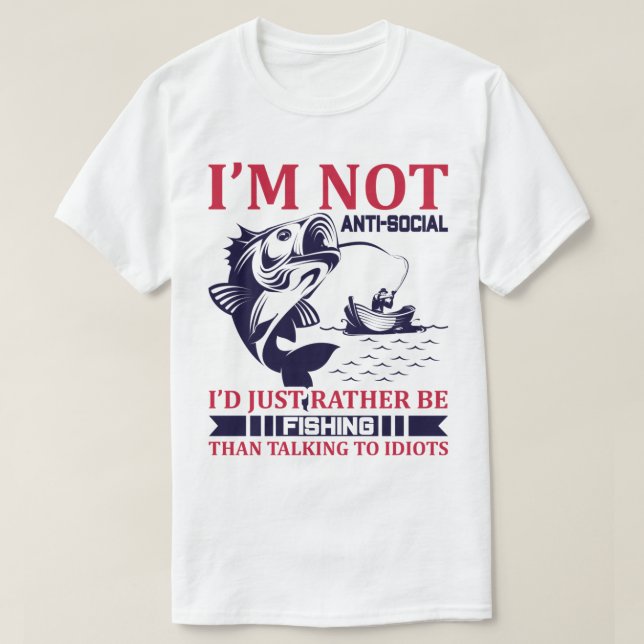 Camiseta No soy antisocial, prefiero pescar el (Diseño del anverso)