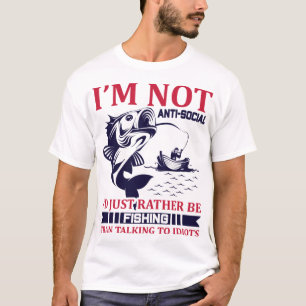 Camiseta No soy antisocial, prefiero pescar el