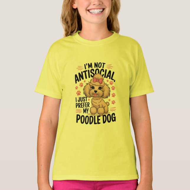 Camiseta No soy antisocial, solo prefiero mi perro caniche (Anverso)