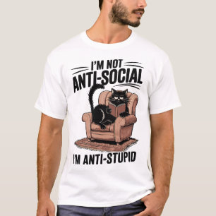 Camiseta No soy antisocial, soy un gato gracioso anti-estúp