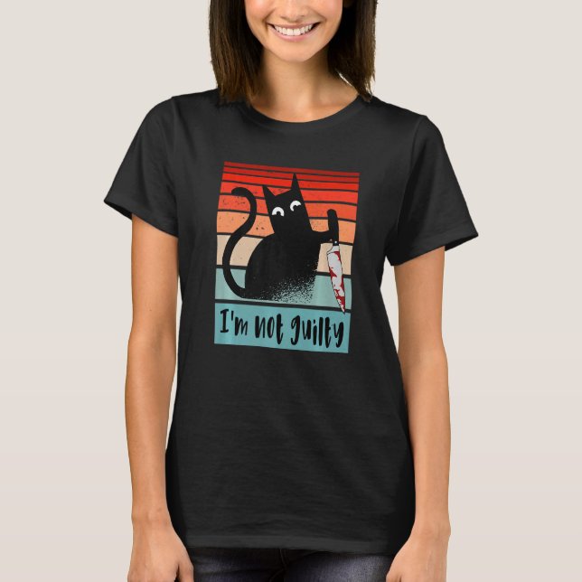 Camiseta No soy culpable Gato inocente con cuchillo Diverti (Anverso)