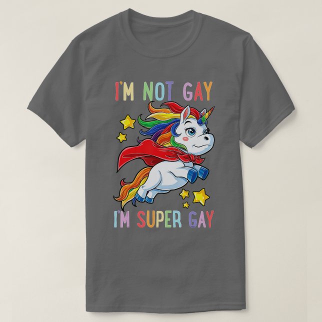 Camiseta No soy gay, estoy súper orgullo gay, bandera de la (Diseño del anverso)