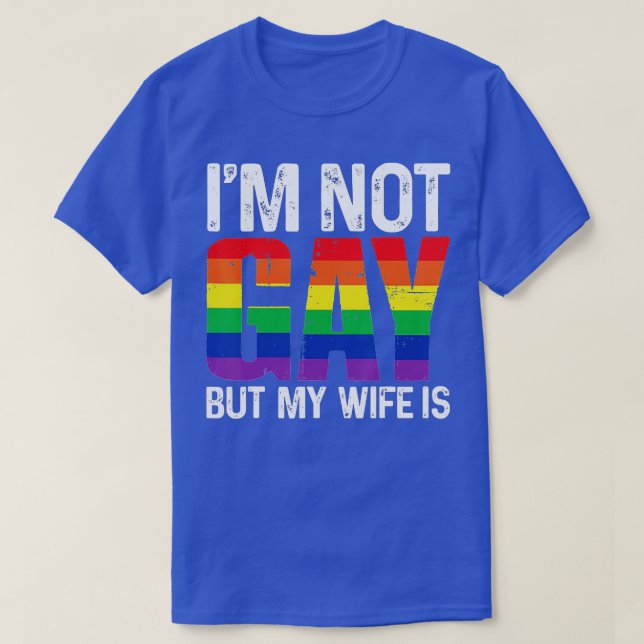 Camiseta No soy gay, pero mi esposa es una divertida boda a (Diseño del anverso)