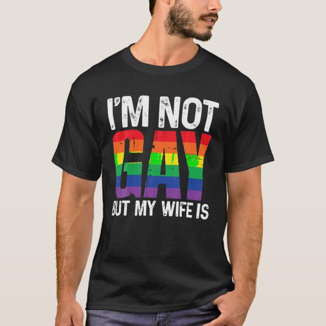 Camiseta No soy gay pero mi esposa es una divertida boda LG (Anverso)