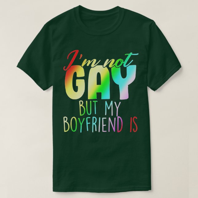 Camiseta No Soy Gay Pero Mi Novio Es Regalo Con Arcoiris G (Diseño del anverso)
