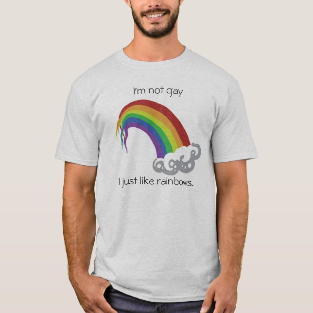 Camiseta No soy gay, yo apenas tengo gusto de los arco iris (Anverso)