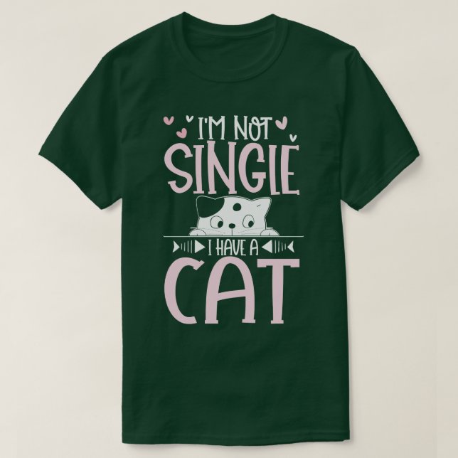 Camiseta No soy soltera, tengo un gato lindo y dulce. (Diseño del anverso)
