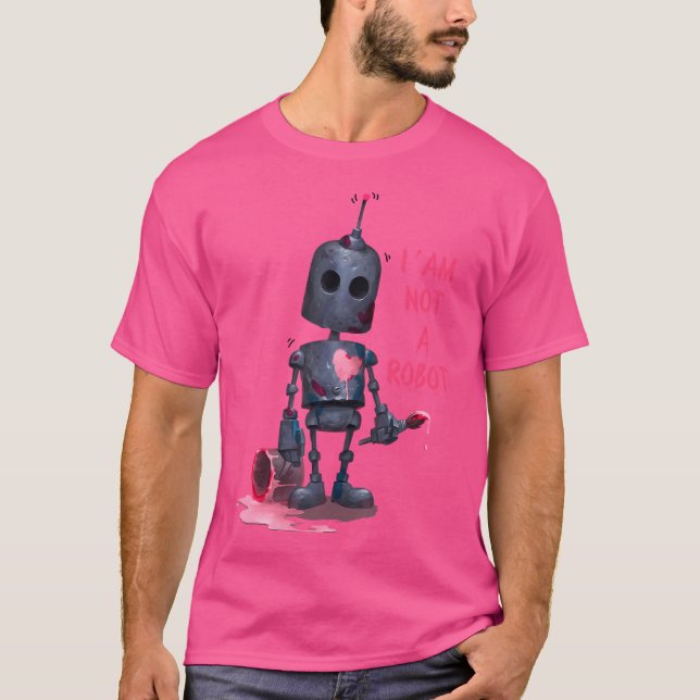 Camiseta NO SOY Un Robot Gris Con Computadora Internet (Anverso)