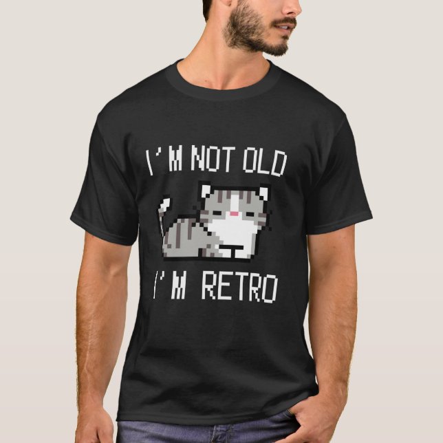 Camiseta No soy viejo soy retro Funny Pixelart Cat Retro Vi (Anverso)