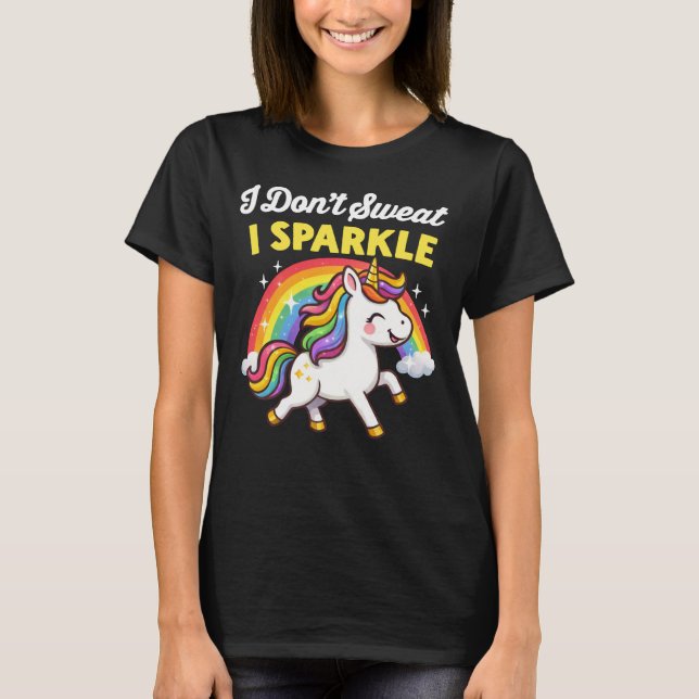 Camiseta No sudo, brillo unicornio (Anverso)