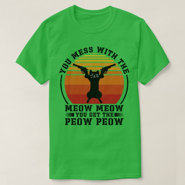 Camiseta No Te Meses Con La Pistola De Tiroteos De Gato De  (Diseño del anverso)