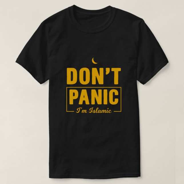 Camiseta No te pongas en pánico, Islam musulmán islámico, m (Diseño del anverso)
