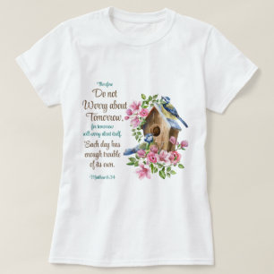 Camiseta No te preocupes por el mañana aves florales cristi