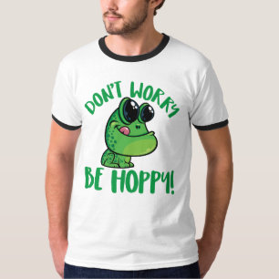 Camiseta No te preocupes, sé feliz Rana sonriente de dibujo