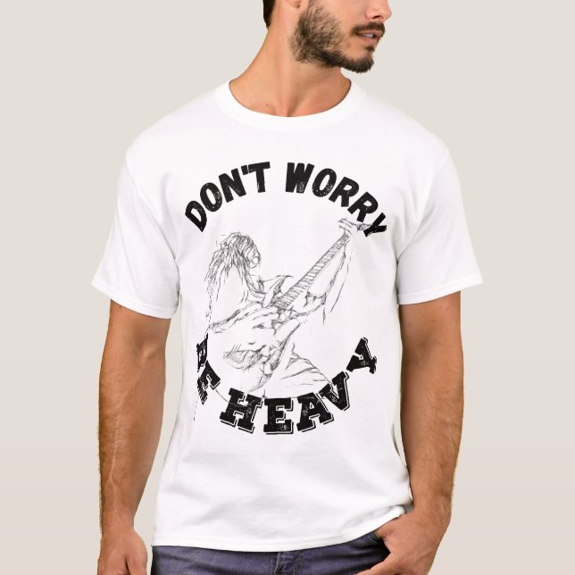 Camiseta No te preocupes ser pesado - Diseño de guitarra (Anverso)