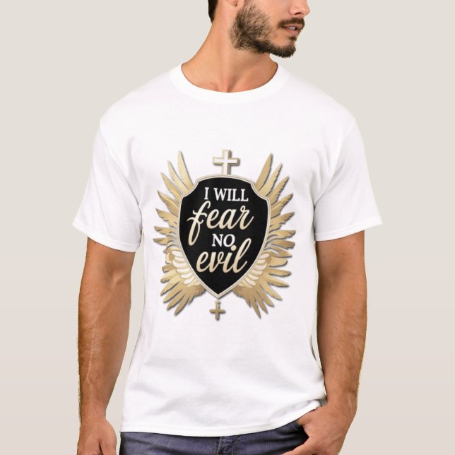 Camiseta No Temeré Maldad - Diseño de Fe Cristiana Audaz (Anverso)