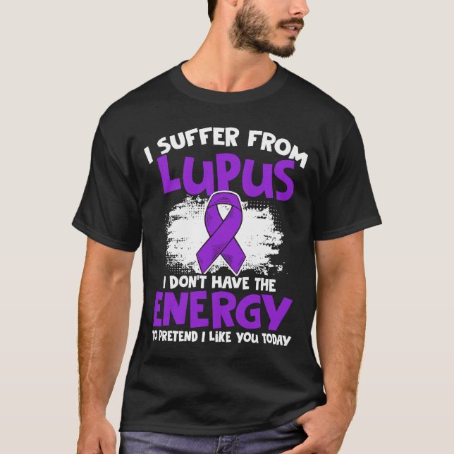 Camiseta No tengas energía Lupus Lupus Purple Ribbon Lupus  (Anverso)