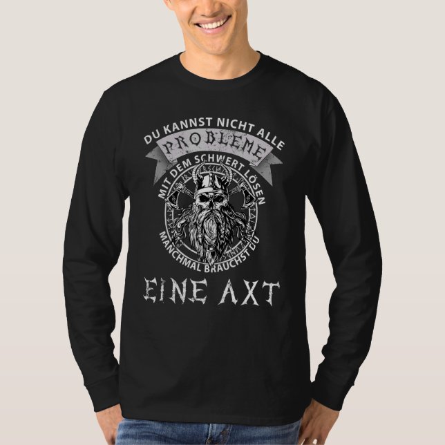 Camiseta No Todos Los Problemas Resuelven Espada Ax Viking  (Anverso)