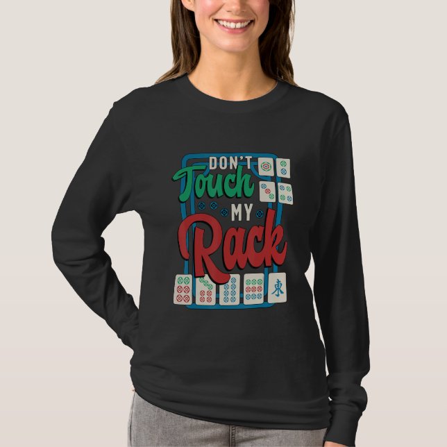 Camiseta No toque mi juego de mesa Mahjong con cierre de ra (Anverso)