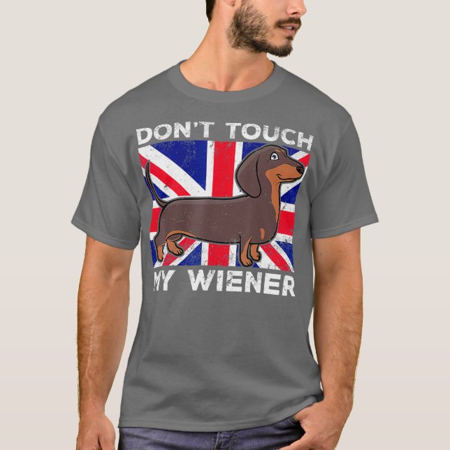 Camiseta No toques a mi perro de Weiner Wiener británico pa (Anverso)