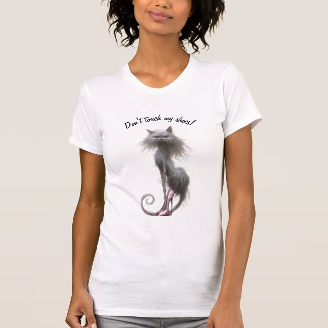Camiseta No toques mi gato de zapatos (Anverso)