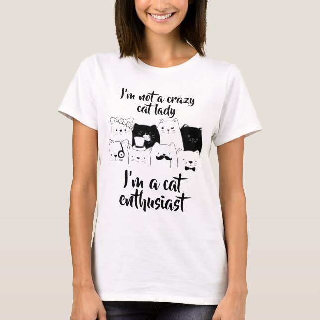 Camiseta No un entusiasta loco del gato de señora //del (Anverso)