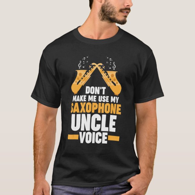 Camiseta no use mi música de voz de tío saxofón (Anverso)