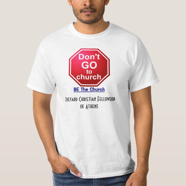 Camiseta no va a la iglesia, SEA la iglesia (Anverso)