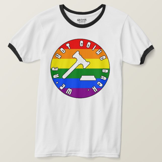 Camiseta No vamos a retroceder los derechos del ORGULLO (Anverso del diseño)