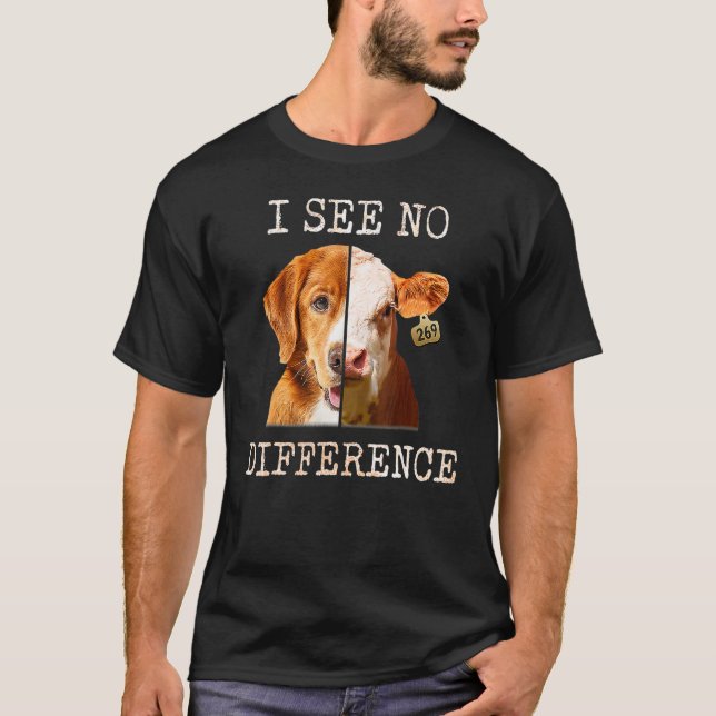 Camiseta No Veo Diferencia Vegetariana Vega Vaca Y Perro (Anverso)