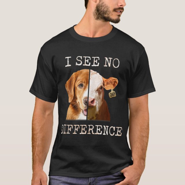 Camiseta No Veo Diferencia Vegetariana Vega Vaca Y Perro L (Anverso)