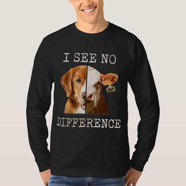 Camiseta No Veo Diferencia Vegetariana Vega Vaca Y Perro L (Anverso)